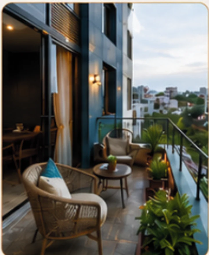 Illustrative furnished balcony at Kuber Mansion